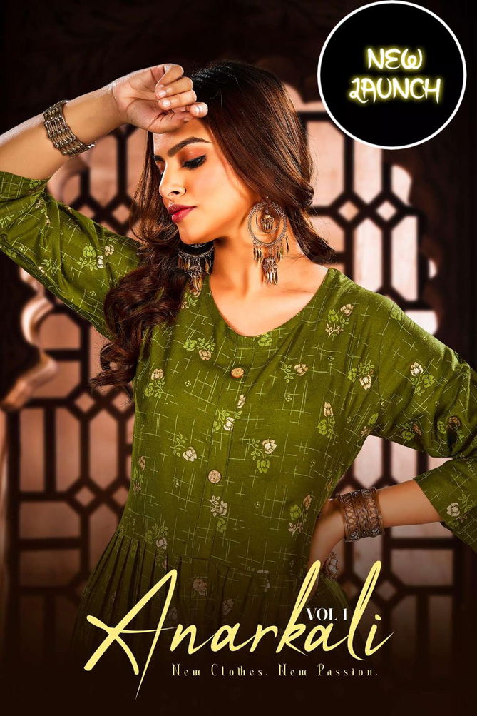 New Anarkali V 1 Regular Wear Wholesale Designer Kurti Collection
